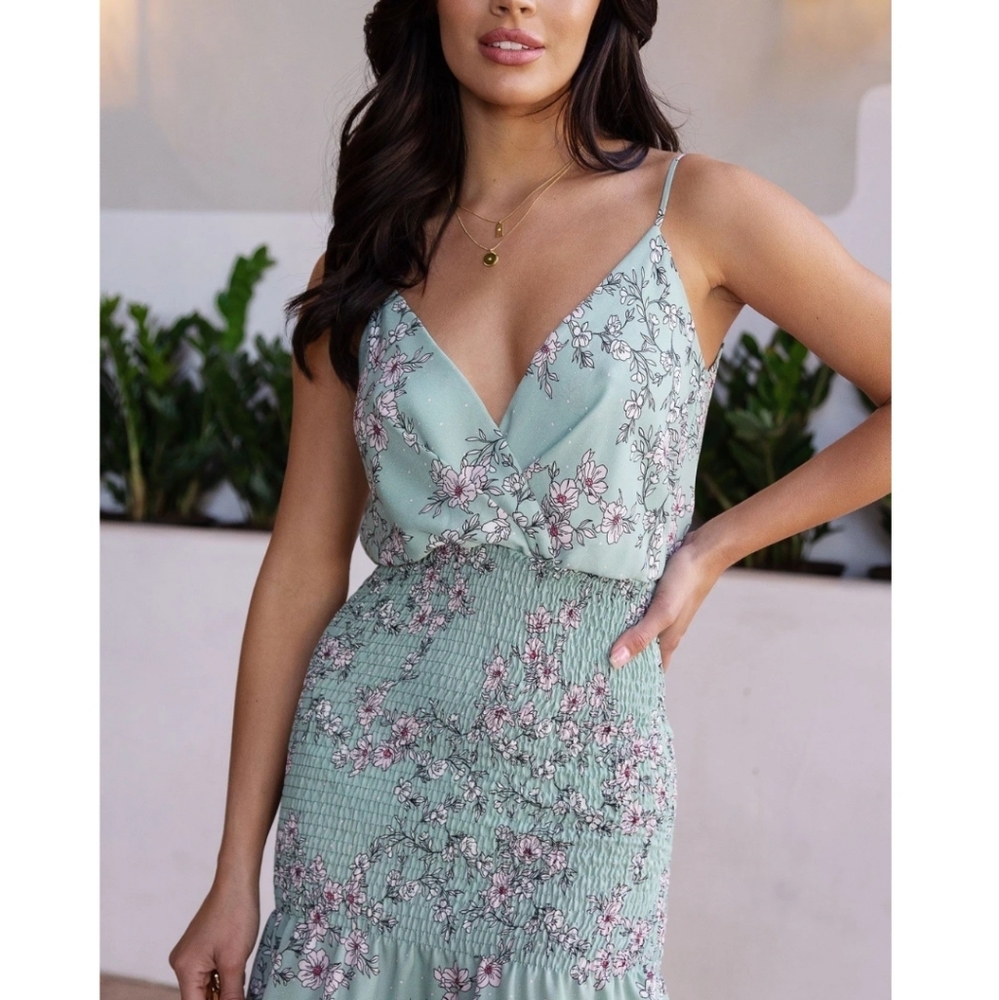 TRINA SAGE FLORAL DRESS